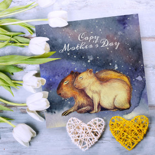  Capy Mother's Day Cute Capybara Baby & Mom Custom Poster