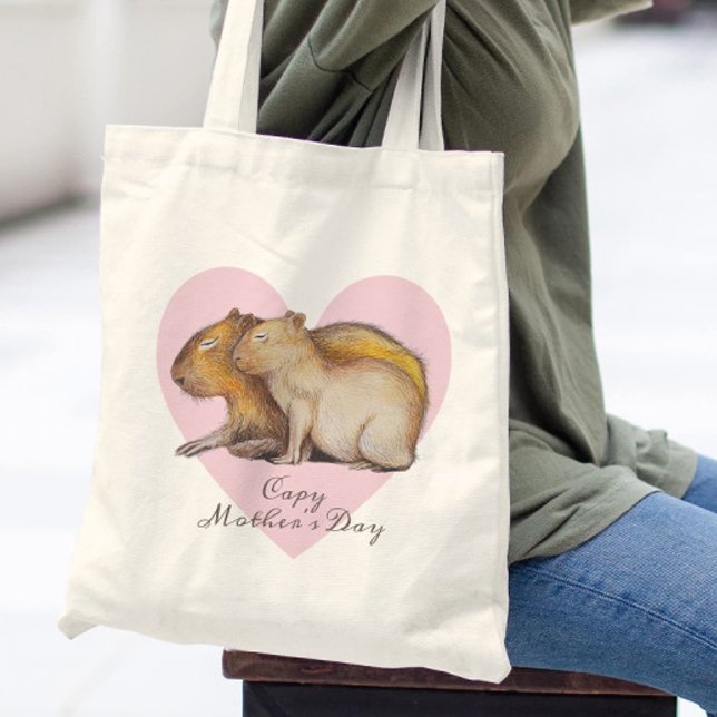  Capy Mother's Day Cute Capybara Baby & Mom Custom Tote Bag (Creator Uploaded)