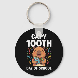 Capybara 100th Day Of School Cute Capy Animal Keychain