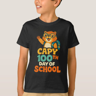 Capybara 100th Day of School Cute Capy Student T-Shirt
