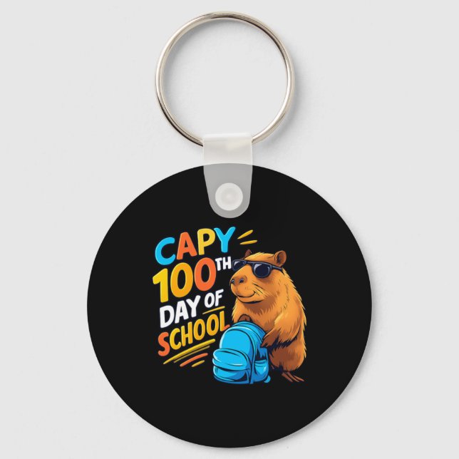 Capybara 100th Day Of School Keychain (Front)