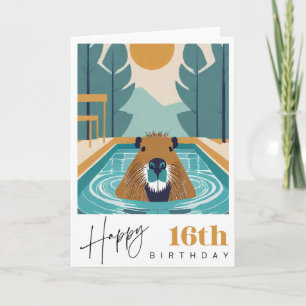 Capybara 16th Birthday Card