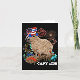 Capybara 4th Of July Patriotic Fireworks Capy Four Card