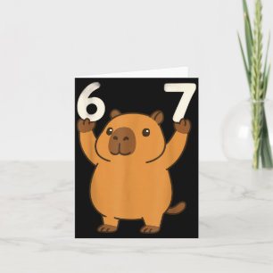 Capybara 67 Meme Six Seven Funny Card