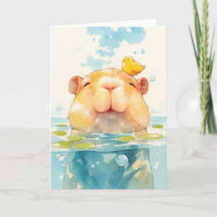 Capybara and Bird Friend Card