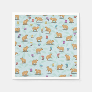 Capybara and mushroom pattern napkin