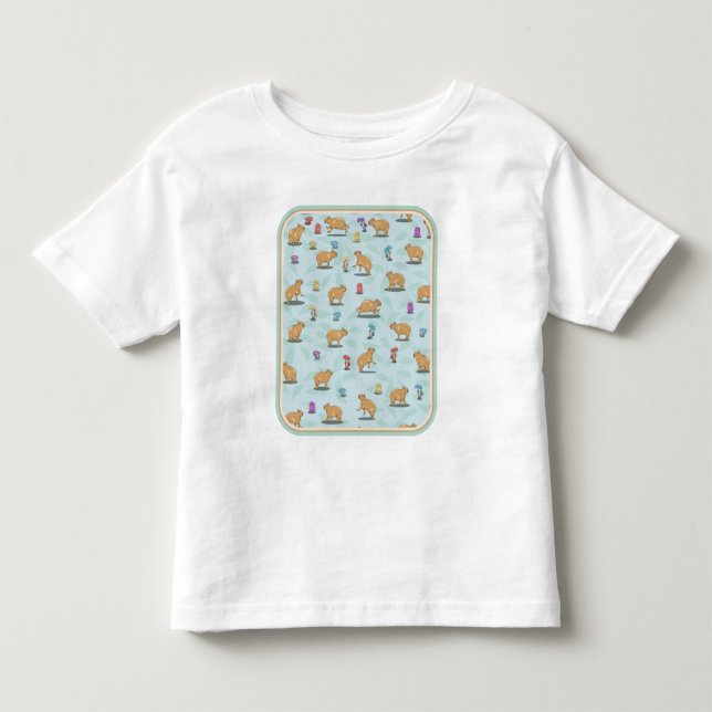 Capybara and mushroom pattern toddler t-shirt (Front)