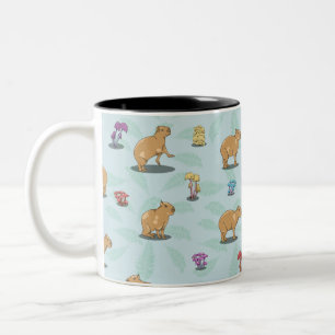 Capybara and mushroom pattern Two-Tone coffee mug