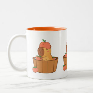 Capybara and Peach Mug Cute Fruit Lover Coffee