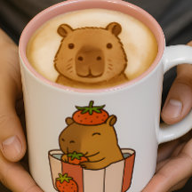 Capybara and Strawberry Mug | Cute Fruit Lover