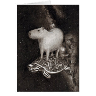 Capybara and Terrapin flying through space drawing