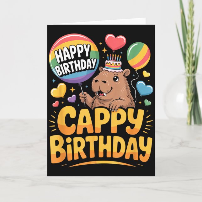 Capybara Animal Lover Fun Cappy Birthday Party Sup Card (Front)