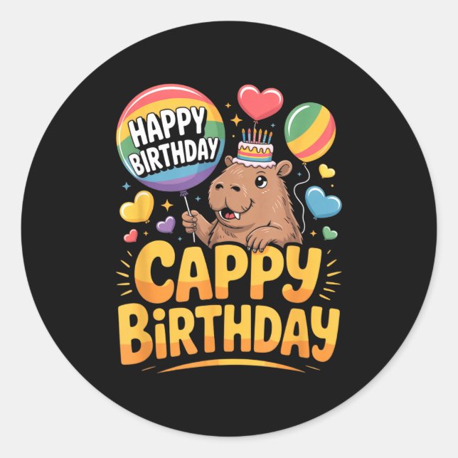 Capybara Animal Lover Fun Cappy Birthday Party Sup Classic Round Sticker (Front)