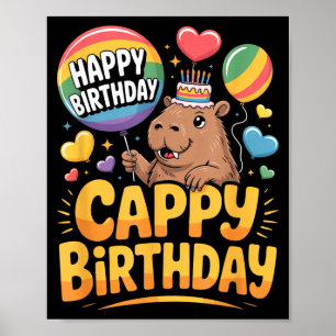Capybara Animal Lover Fun Cappy Birthday Party Sup Poster