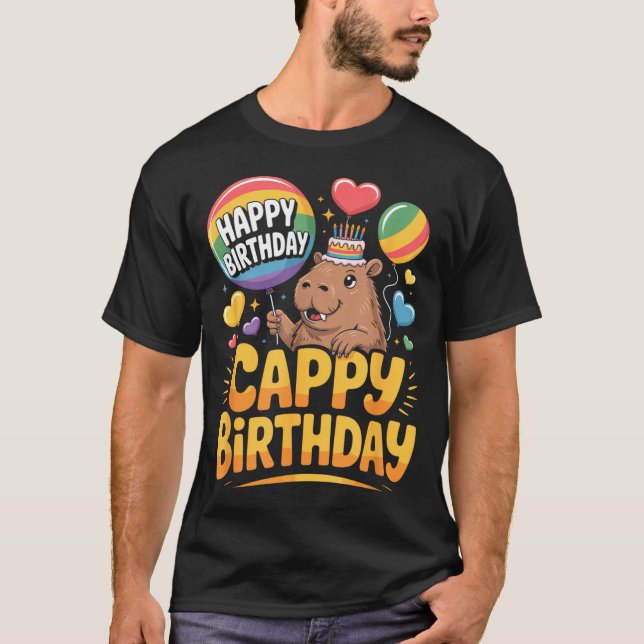 Capybara Animal Lover Fun Cappy Birthday Party Sup T-Shirt (Front)