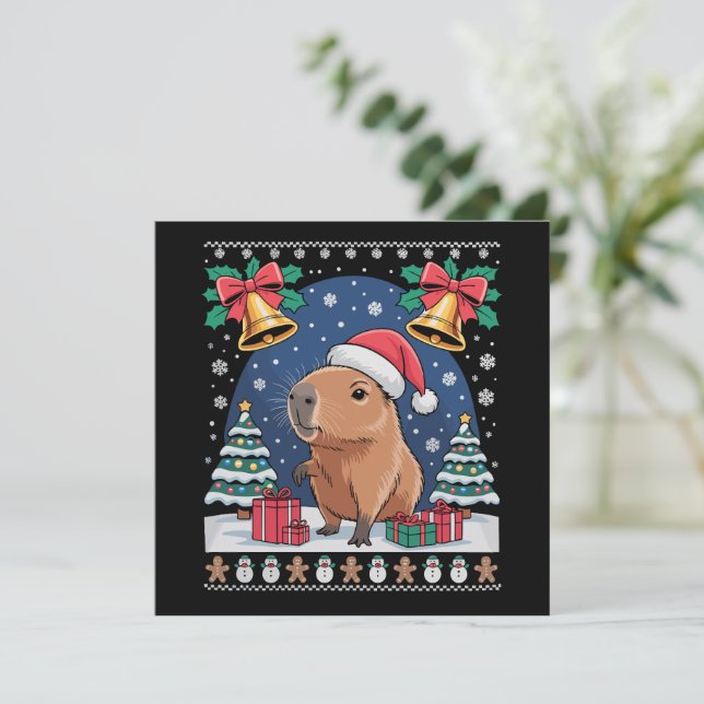 Capybara Animal Lover Xmas Gift Ugly Capybara  Invitation (Standing Front)