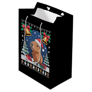 Capybara Animal Lover Xmas Gift Ugly Capybara  Medium Gift Bag