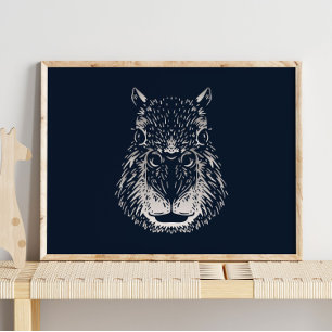 Capybara   Animal Wall Print for Jungle Room