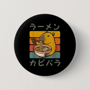 Capybara Anime Graphic Ramen Kawaii Japanese Vinta 2 Inch Round Button