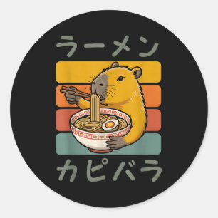 Capybara Anime Graphic Ramen Kawaii Japanese Vinta Classic Round Sticker