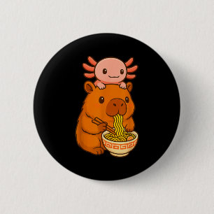Capybara Anime Ramen Axolotl Funny Graphic Kawaii  2 Inch Round Button