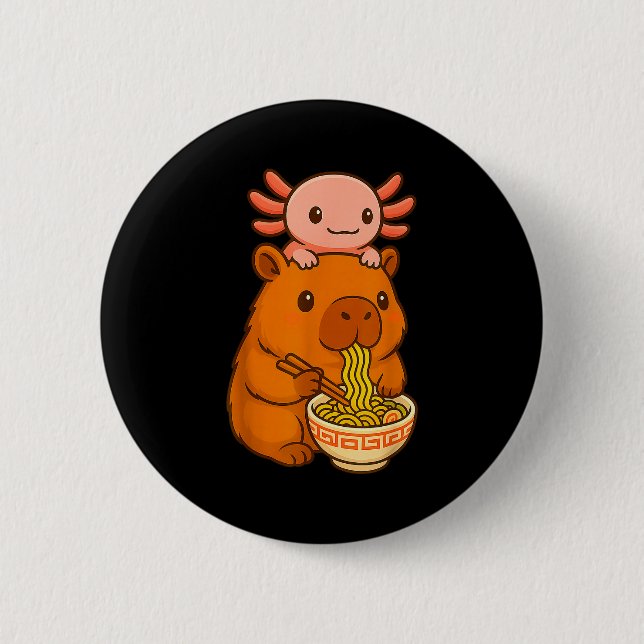 Capybara Anime Ramen Axolotl Funny Graphic Kawaii  2 Inch Round Button (Front)