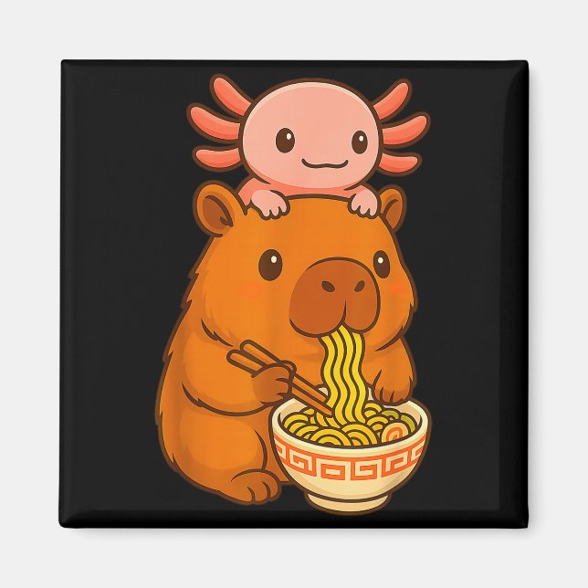 Capybara Anime Ramen Axolotl Funny Graphic Kawaii  Magnet (Front)