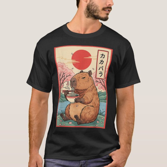 Capybara Anime Ramen Kawaii Japanese Capy T-Shirt (Front)