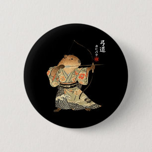 Capybara Archery Samurai Kyudo Japanese Animal Art 2 Inch Round Button