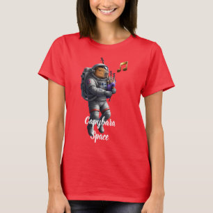 Capybara Astronaut Bagpipes Playing Space T-Shirt