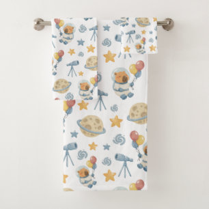 Capybara Astronaut Pattern Bath Towel Set 