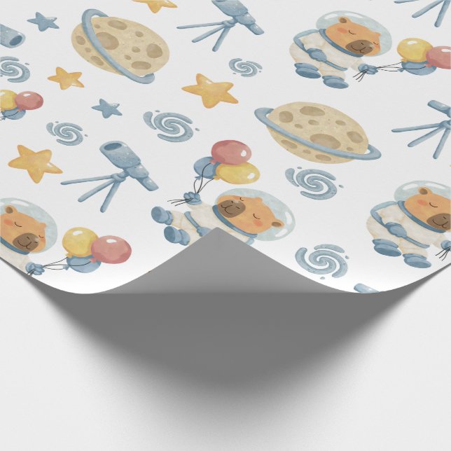 Capybara Astronaut Pattern - Wrapping Paper Roll (Corner)