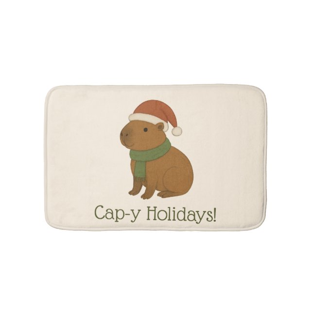 Capybara at Christmas Bath Mat (Front)