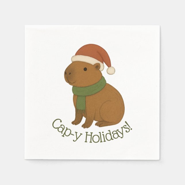 Capybara at Christmas Napkin (Front)