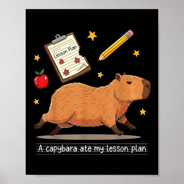 Capybara Ate My Lesson Plan Teacher Student Back T Poster (Front)