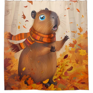 Capybara Autumn Curtain Cozy Fall-Themed