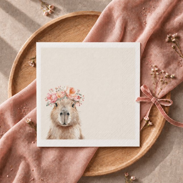 Capybara Baby Shower • Boho style Napkin (Capybara napkin)