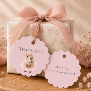Capybara Baby Shower Favor Tag • Girl Edition