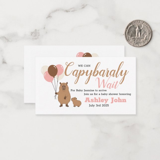 Capybara Baby Shower Honouring Invitation | card (Front/Back In Situ)