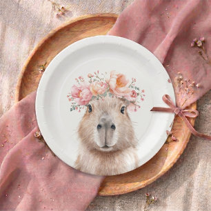 Capybara Baby Shower Plate • Woodland Girl Theme