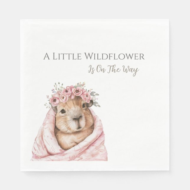 Capybara Baby Shower • Wildflower Napkin (Front)