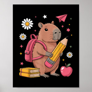 Capybara Backpack Pencil Books Toddler Kids Back T Poster