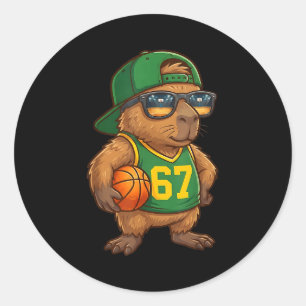 Capybara Basketball 67 Gen Alpha Slang Srts Men Bo Classic Round Sticker