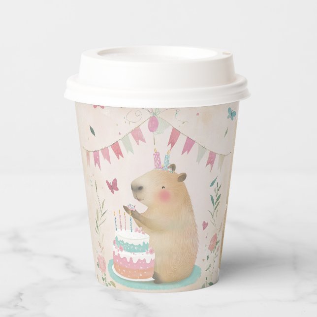 Capybara Birthday Bash Party Decor Paper Cups (Front)