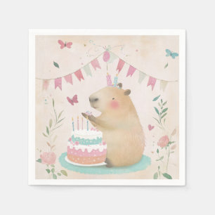 Capybara Birthday Bash Party Decor Paper Napkins