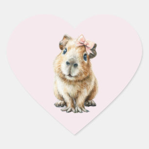 Capybara Birthday Heart Sticker
