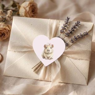 Capybara Birthday Heart Sticker