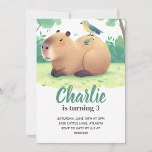 Capybara Birthday Invitation
