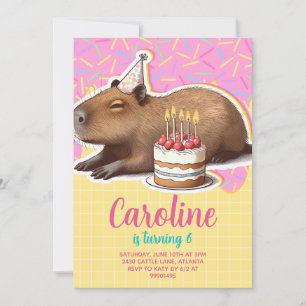 Capybara Birthday Invitation