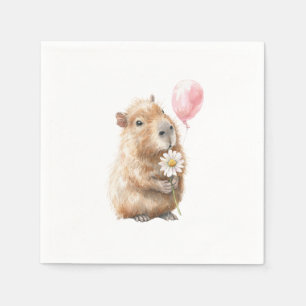 Capybara Birthday Napkin • Cute Animal Party